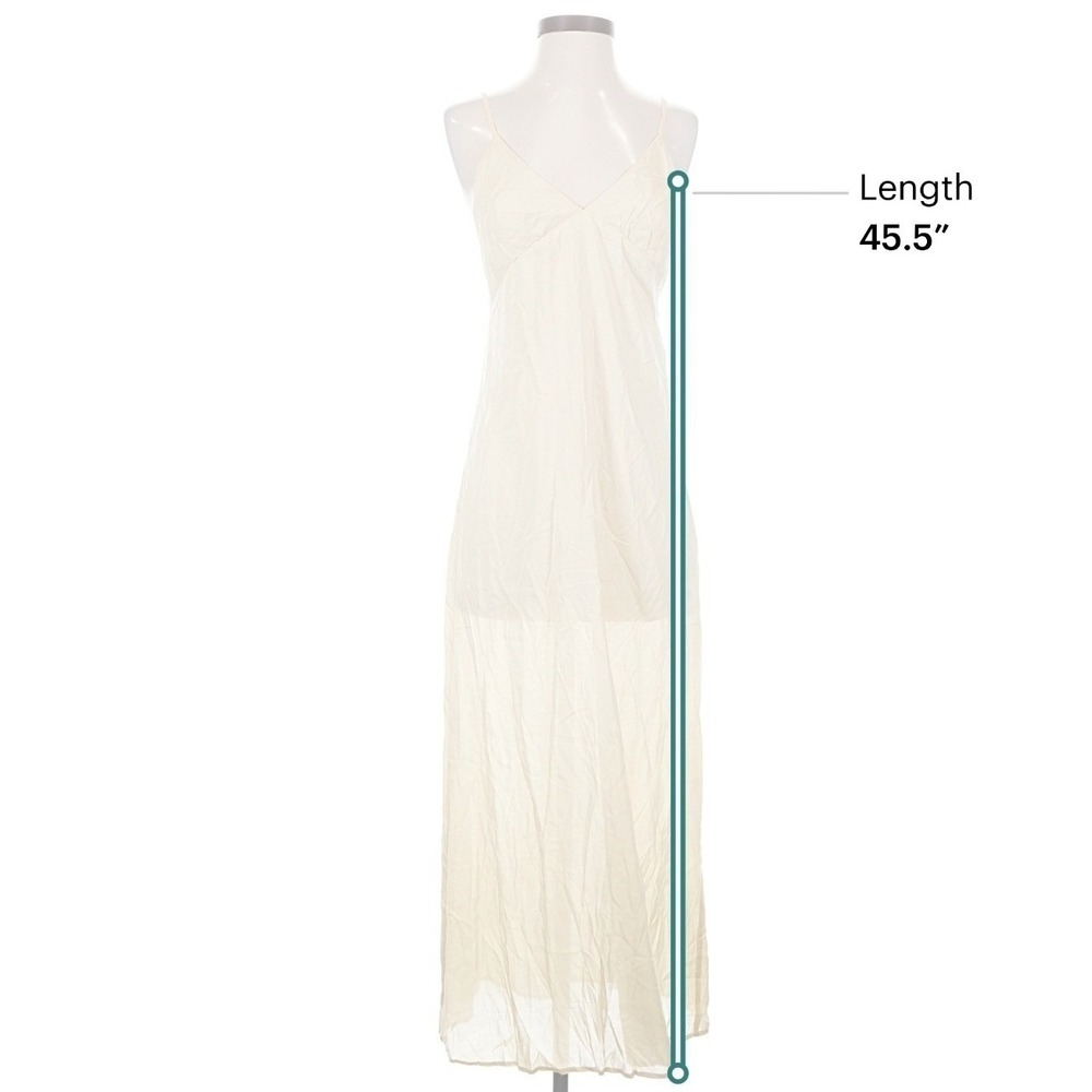 Farm Rio Ivory Slip Dress Small Boho Coquette Maxi Adjustable‎ Strap Festival - Picture 6 of 14